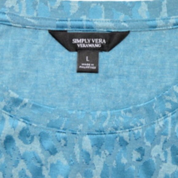 Simply Vera Vera Wang Women’s Blue Short Sleeve Tie Front Blouse - Size: Large - Picture 8 of 10